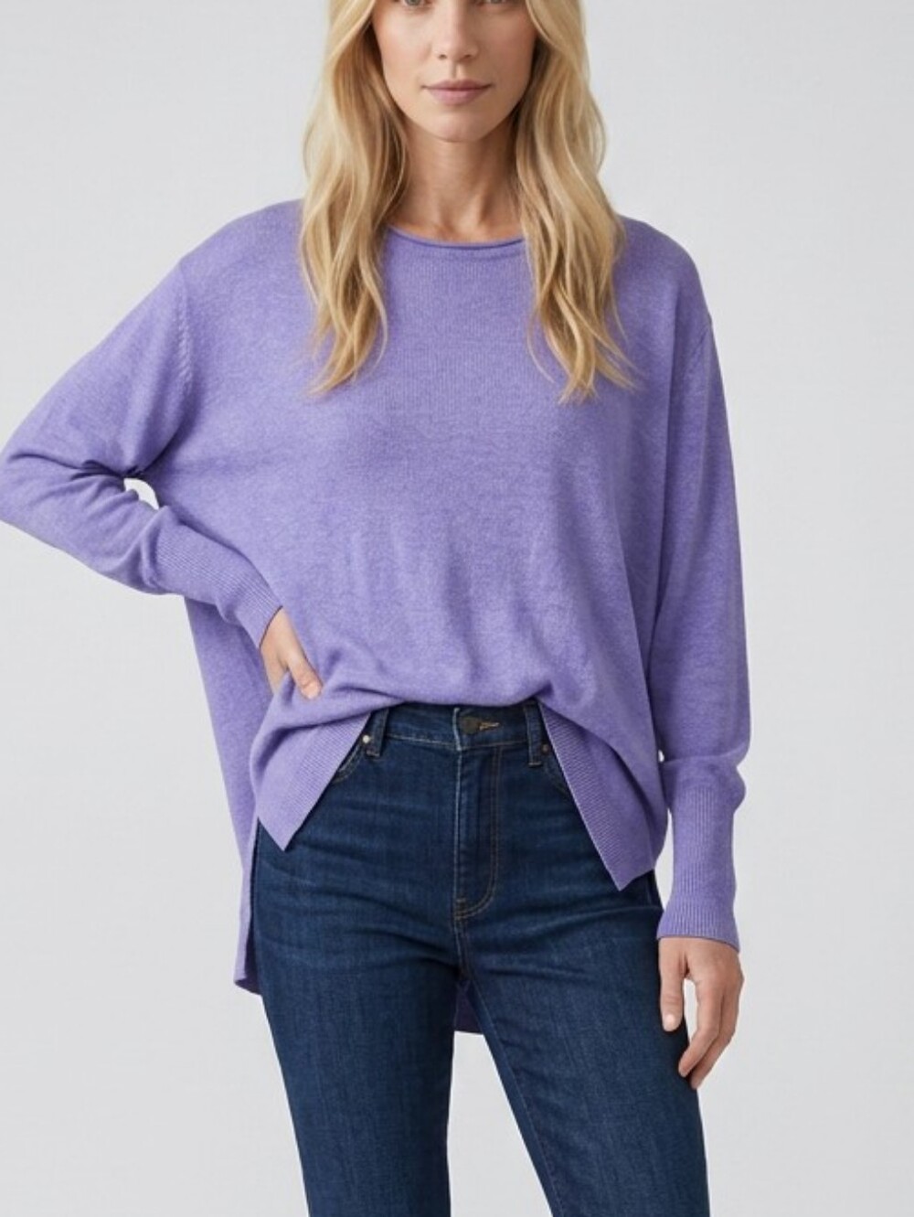 Chico’s Sweater Knit Top Size 20 XXL Long Sleeve Banded Cuff Split Hem